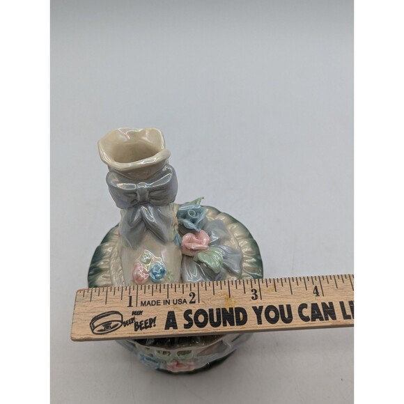 Vintage Trinket Box Victorian Boot Floral Green Ring Box - Picture 9 of 13